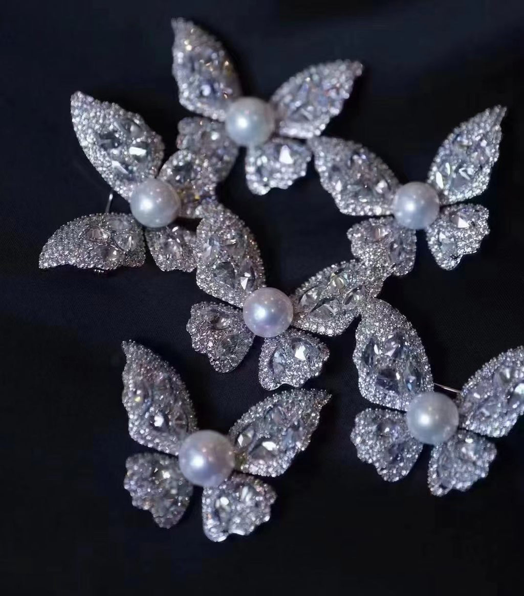 Freshwater Pearl Butterfly Brooch