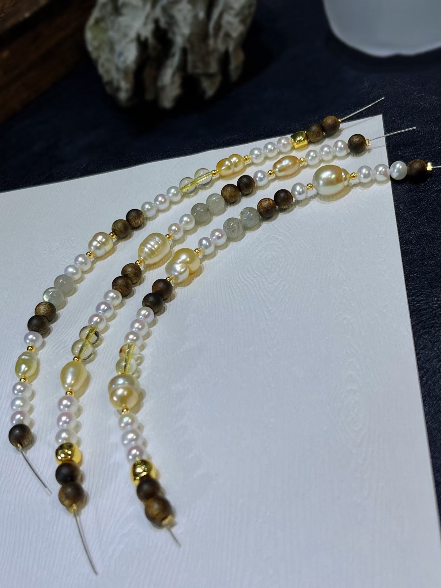 South Sea Baroque Gold Pearl & Agarwood Bracelet