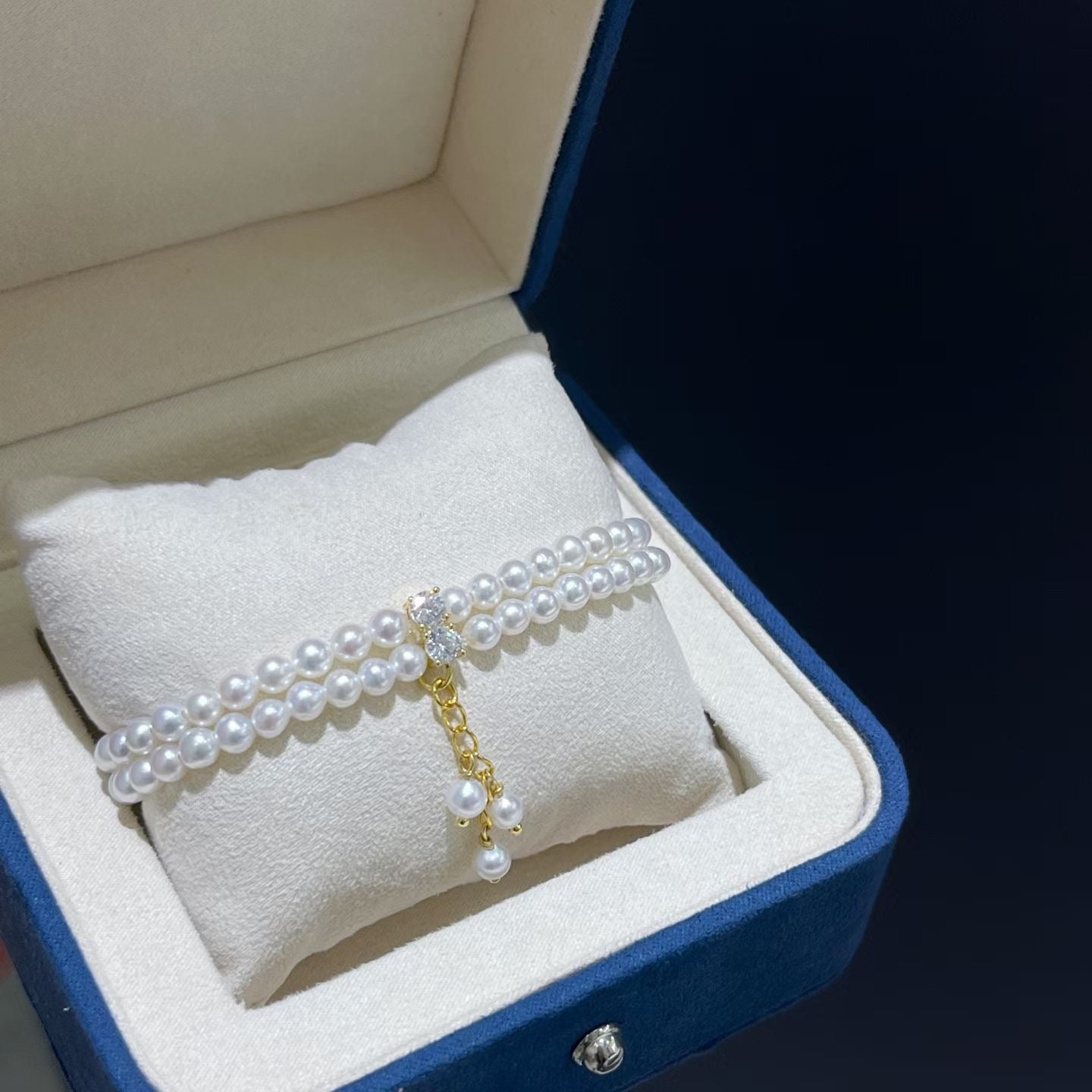 Natural Freshwater Double-Strand Pearl Tassel Bracelet