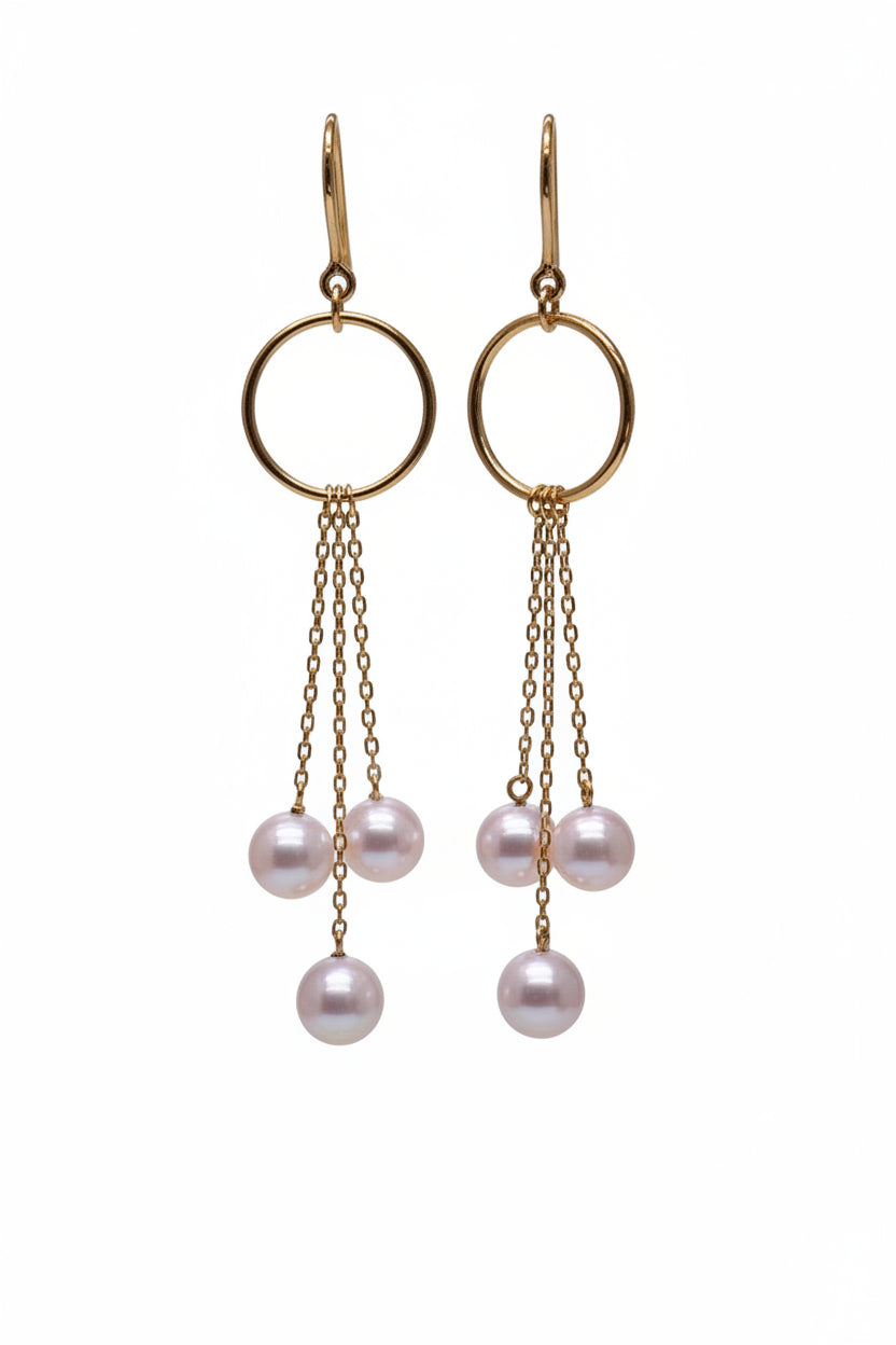 6–6.6mm Akoya Pearl Drop Earrings in 18K Gold