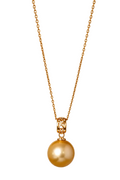 8–9mm Natural South Sea Golden Pearl Pendant Necklace