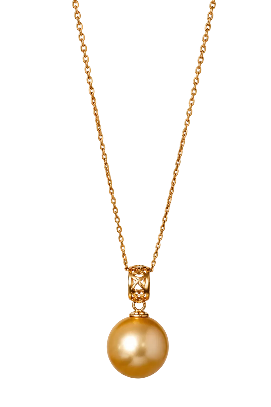8–9mm Natural South Sea Golden Pearl Pendant Necklace