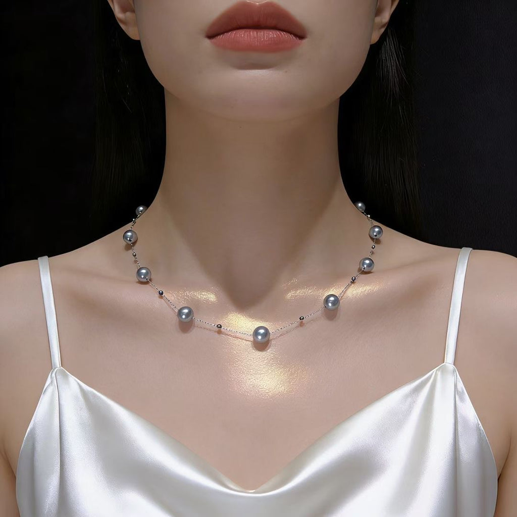Starry Madama Akoya Pearl 18K White Gold Necklace