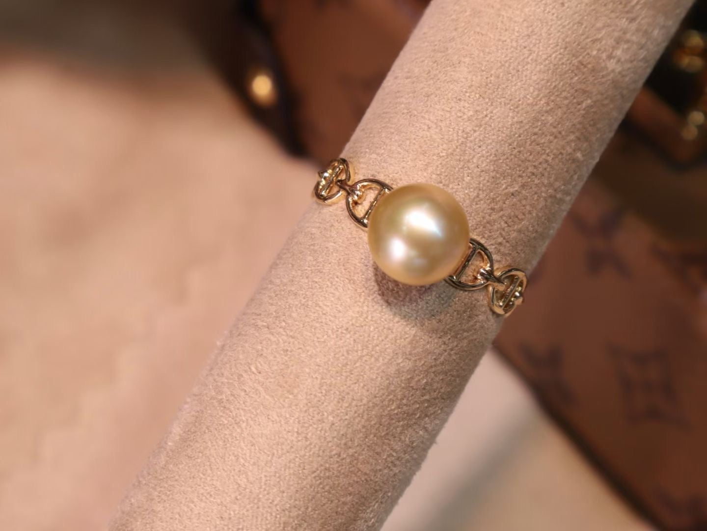 Natural South Sea Golden Pearl Open Ring in 18K Gold