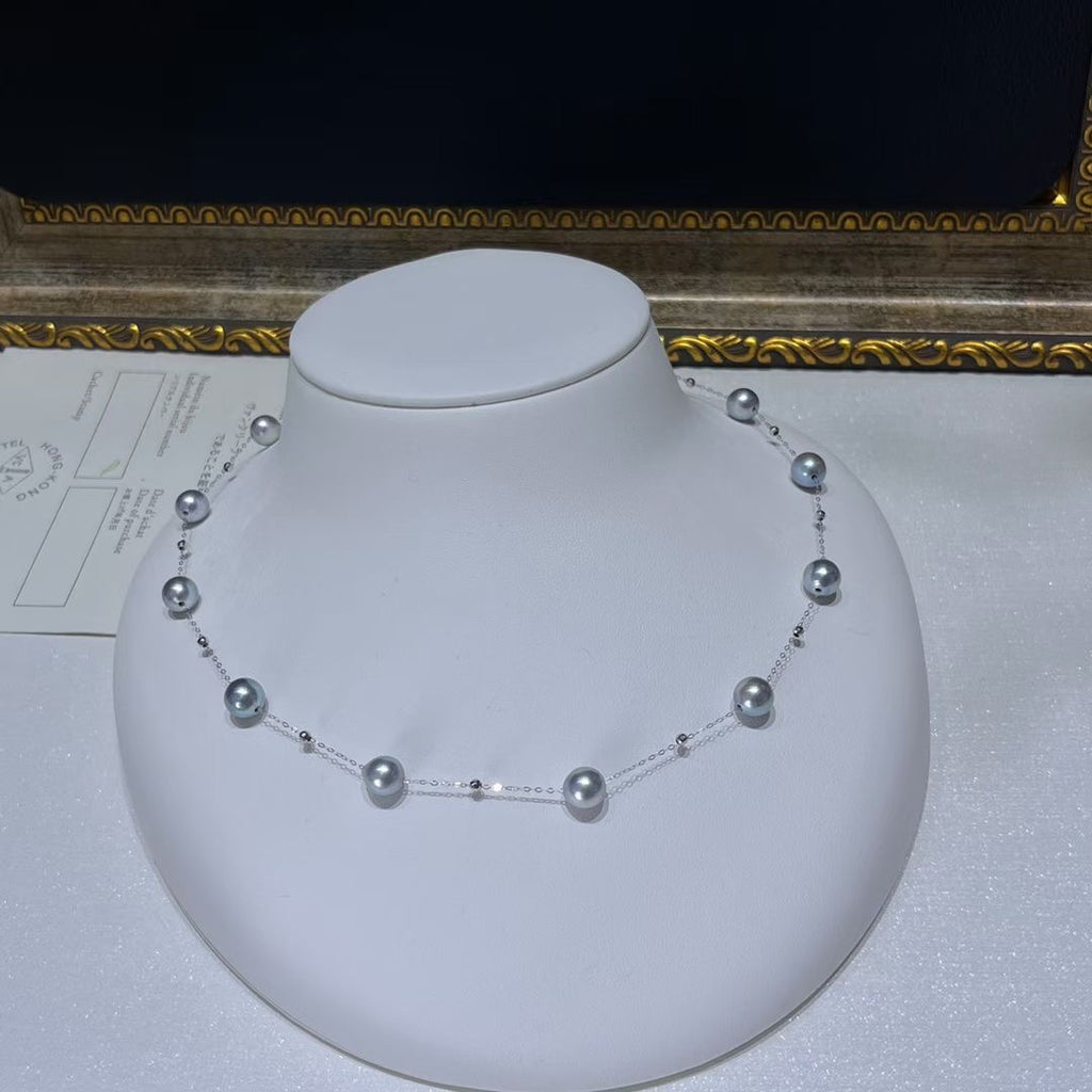 Starry Madama Akoya Pearl 18K White Gold Necklace