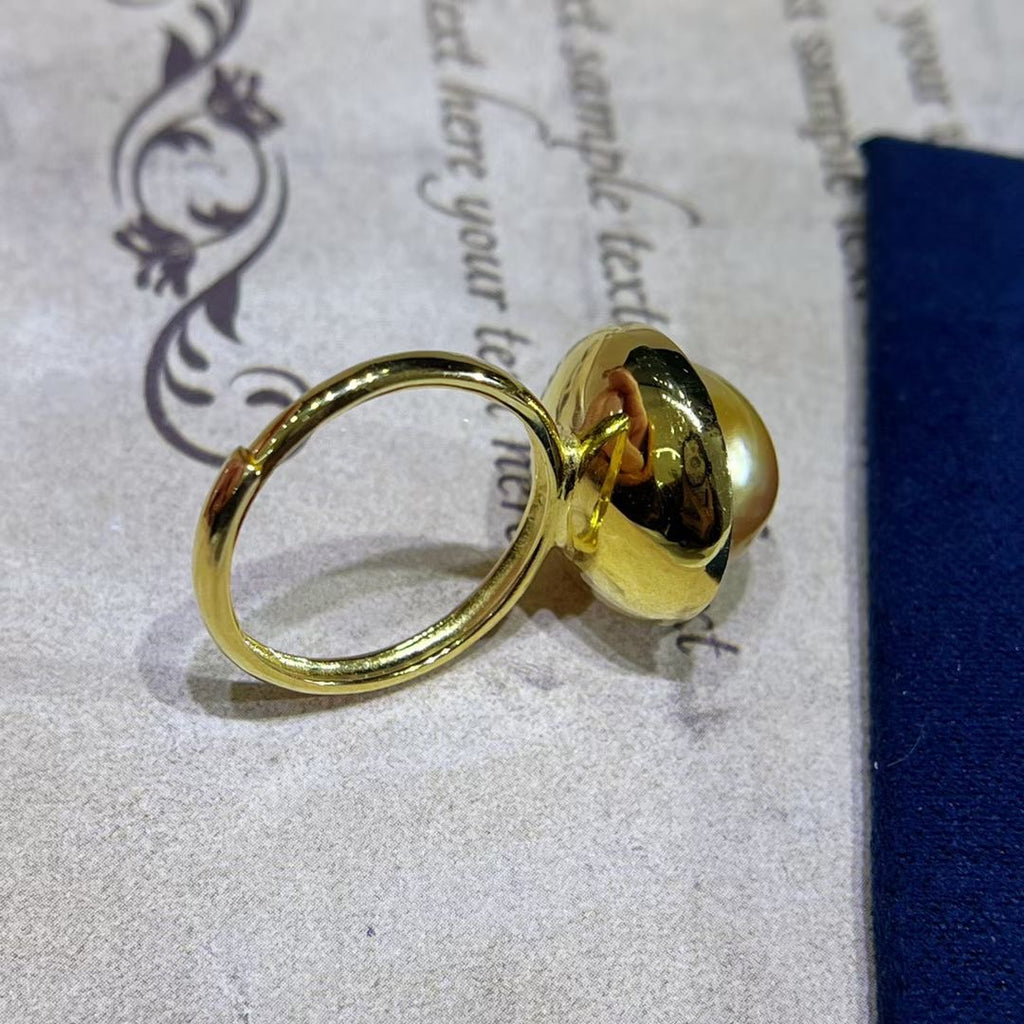 Natural South Sea Golden Baroque Pearl Ring