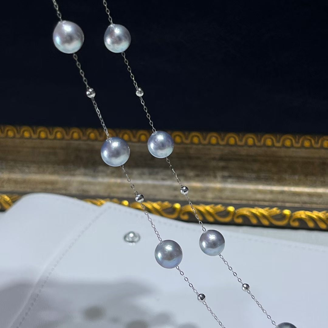 Starry Madama Akoya Pearl 18K White Gold Necklace