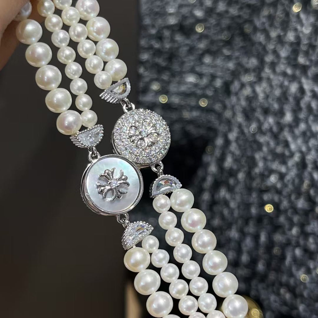 Natural Freshwater Pearl Double Layer Long Necklace