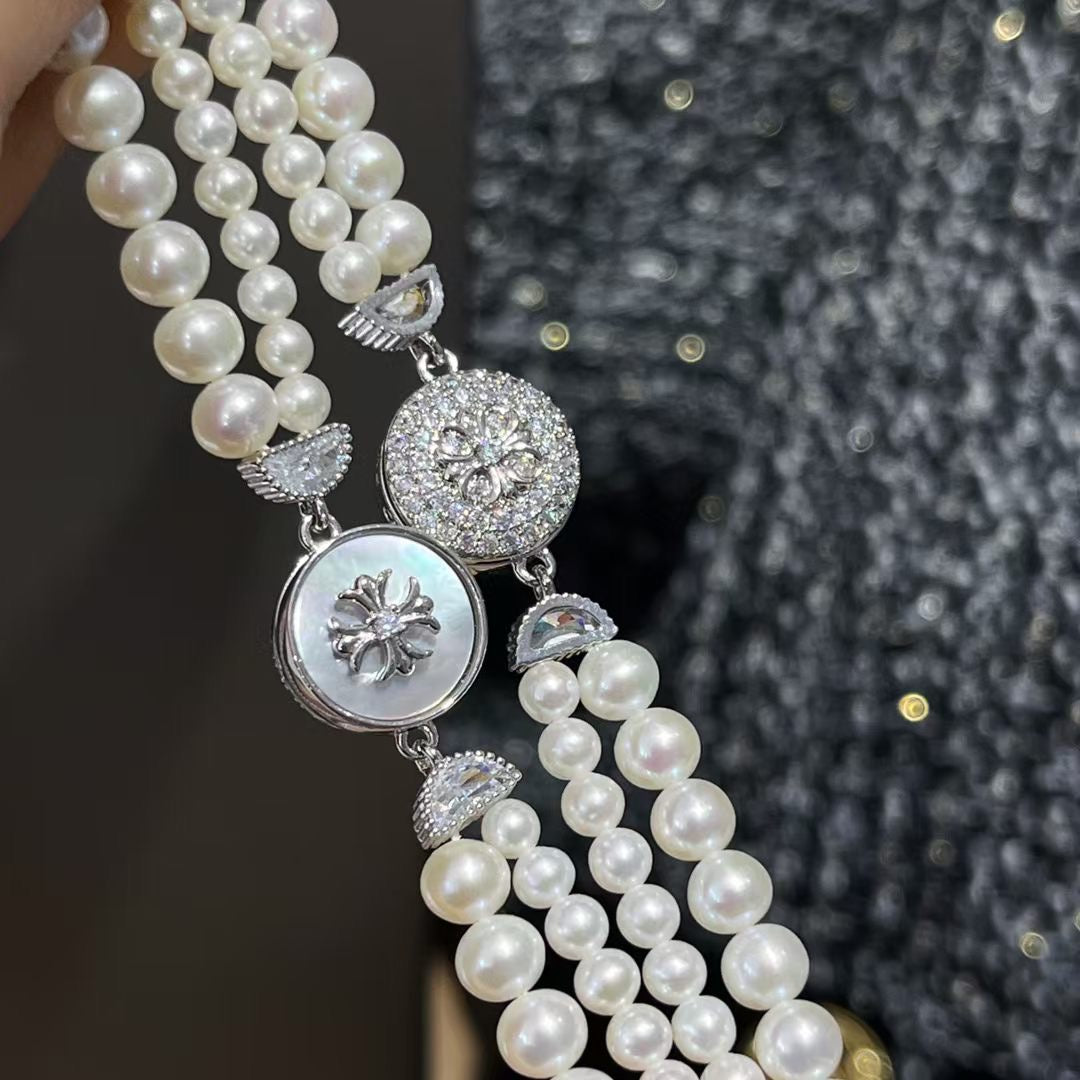 Natural Freshwater Pearl Double Layer Long Necklace