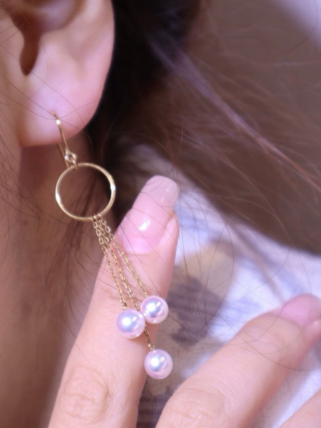 6–6.6mm Akoya Pearl Drop Earrings in 18K Gold