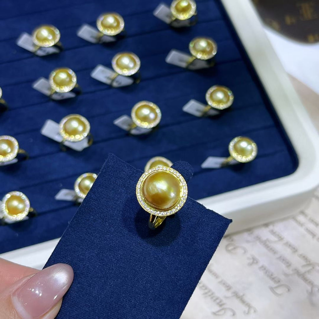 Natural South Sea Golden Baroque Pearl Ring