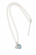 Freshwater Pearl Necklace with Aquamarine Gourd Pendant