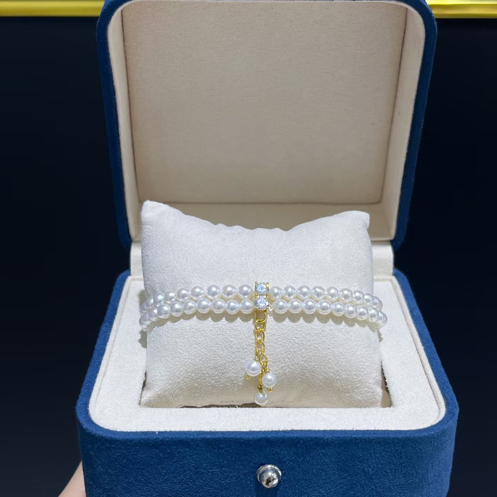 Natural Freshwater Double-Strand Pearl Tassel Bracelet