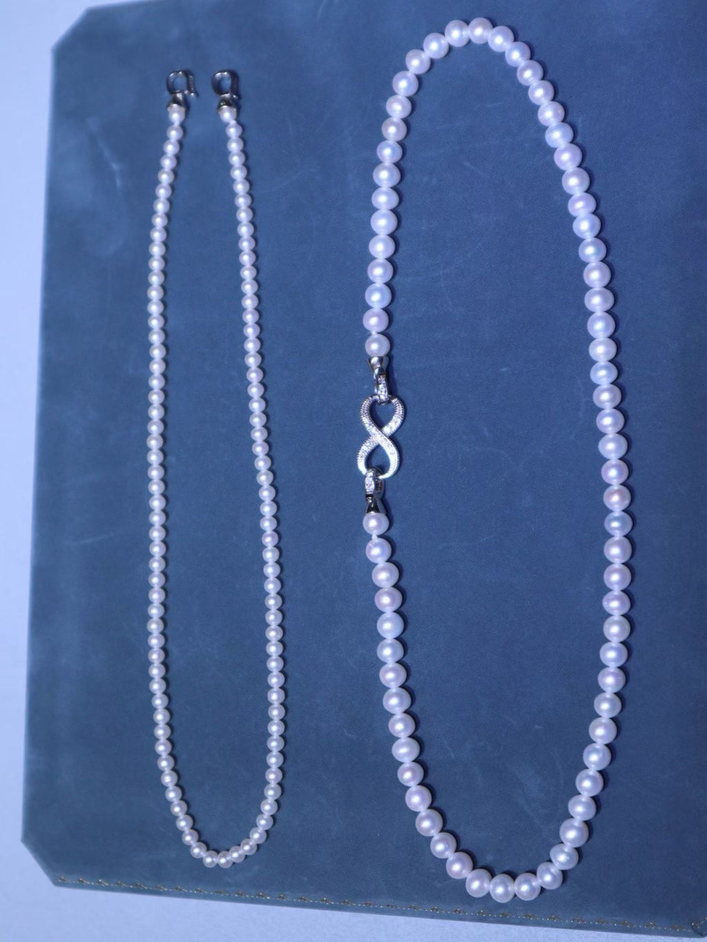 Versatile Double-row natural freshwater pearl necklace with an S925 sterling silver clasp