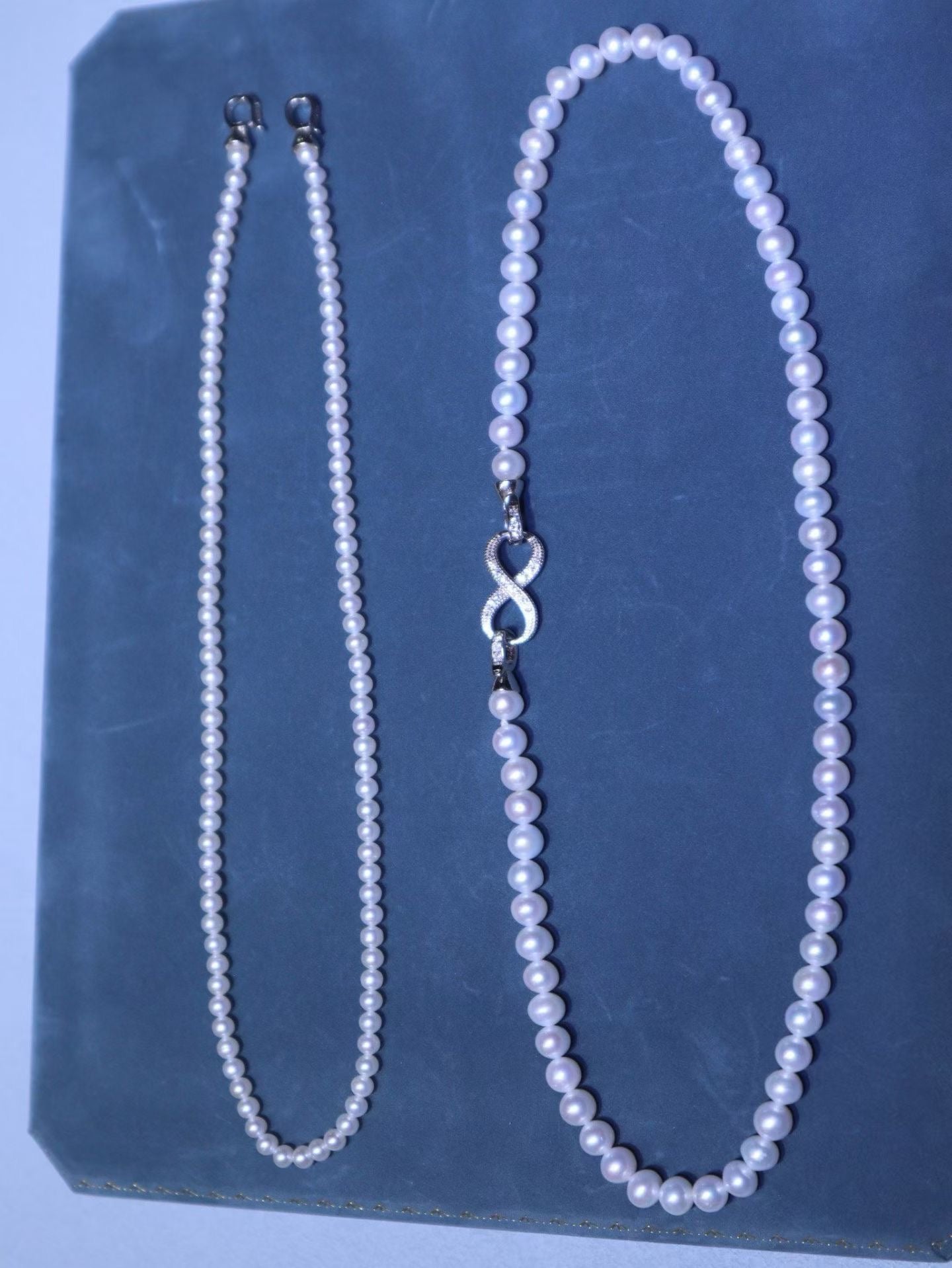 Versatile Double-row natural freshwater pearl necklace with an S925 sterling silver clasp