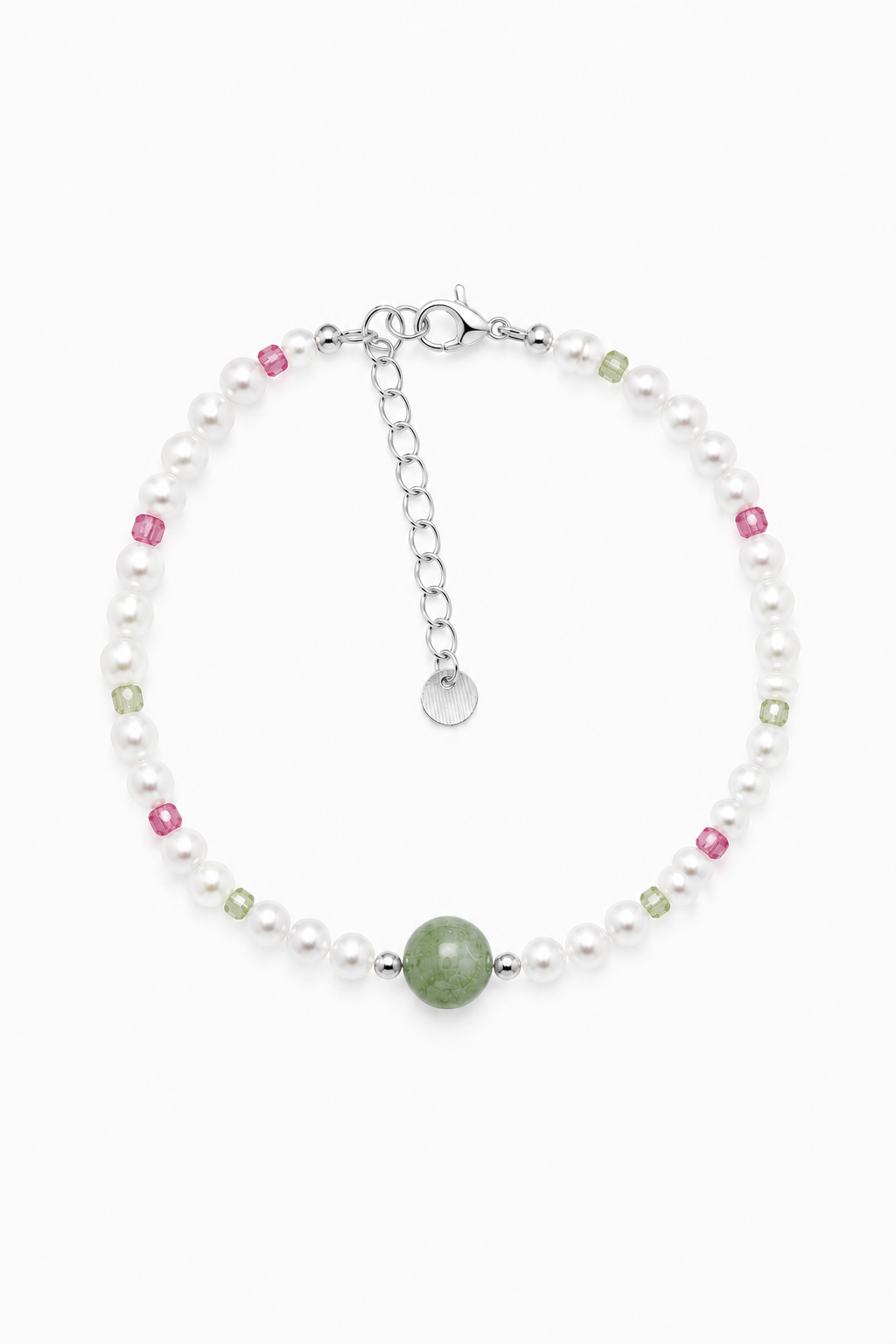 Natural Tourmaline and Freshwater Pearl Bracelet