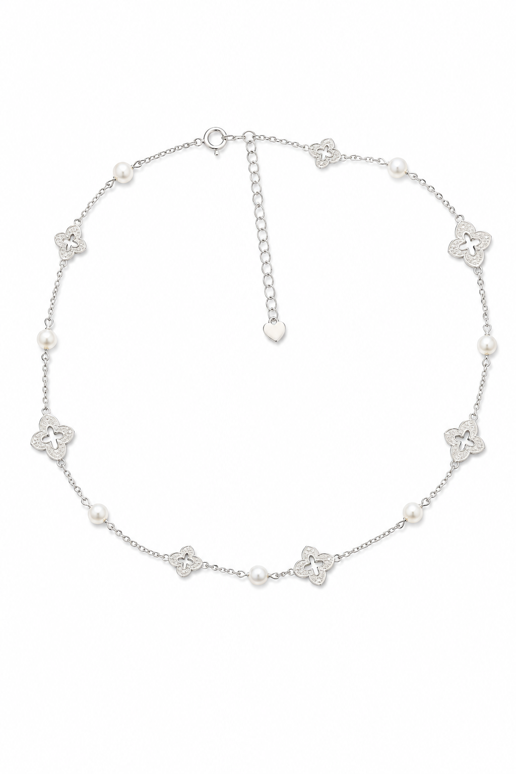 Freshwater Pearl Four-Leaf Clover Necklace