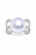 18K White Gold Diamond-Set Australian South Sea Pearl Ring
