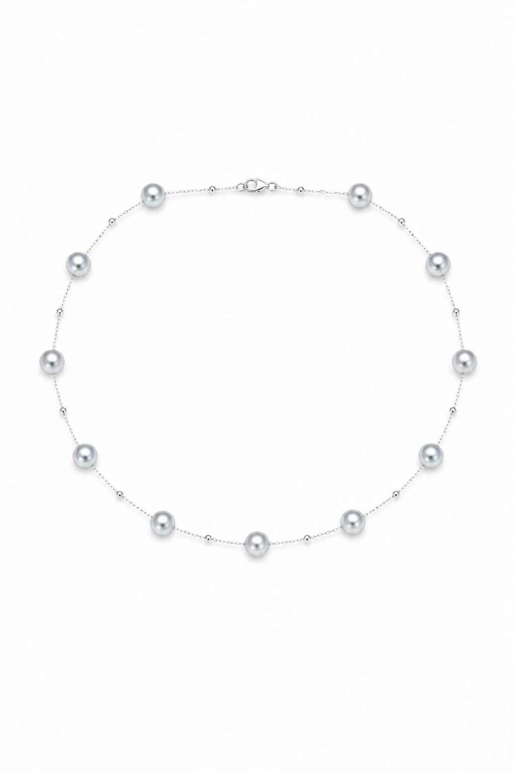 Starry Madama Akoya Pearl 18K White Gold Necklace