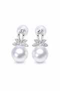 18K White Gold Diamond Butterfly Australian South Sea Pearl Stud Earrings