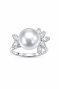 18K White Gold Diamond-Set 12.7mm Australian South Sea Pearl Ring