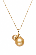 18K Gold Natural 12mm South Sea Golden Pearl Pendant Necklace
