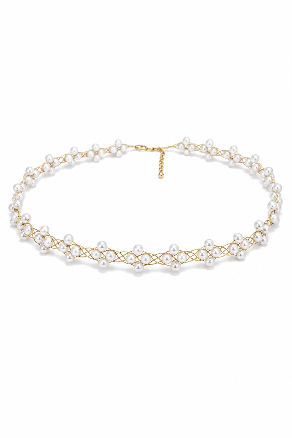 Lace Woven Natural Freshwater Pearl Choker Necklace