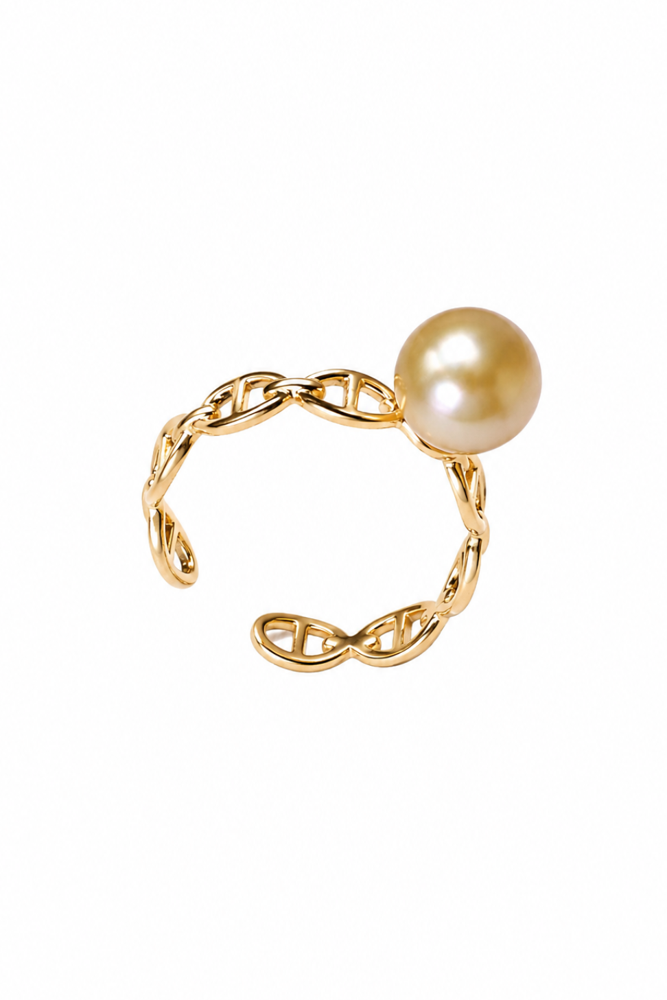 Natural South Sea Golden Pearl Open Ring in 18K Gold