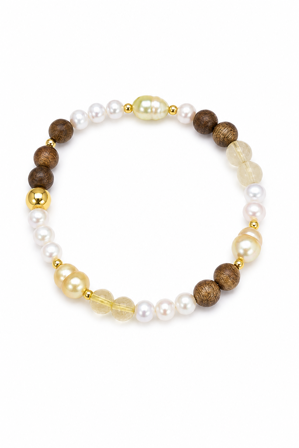 South Sea Baroque Gold Pearl & Agarwood Bracelet