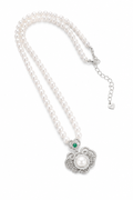 Freshwater Pearl and Water Moss Jade Necklace