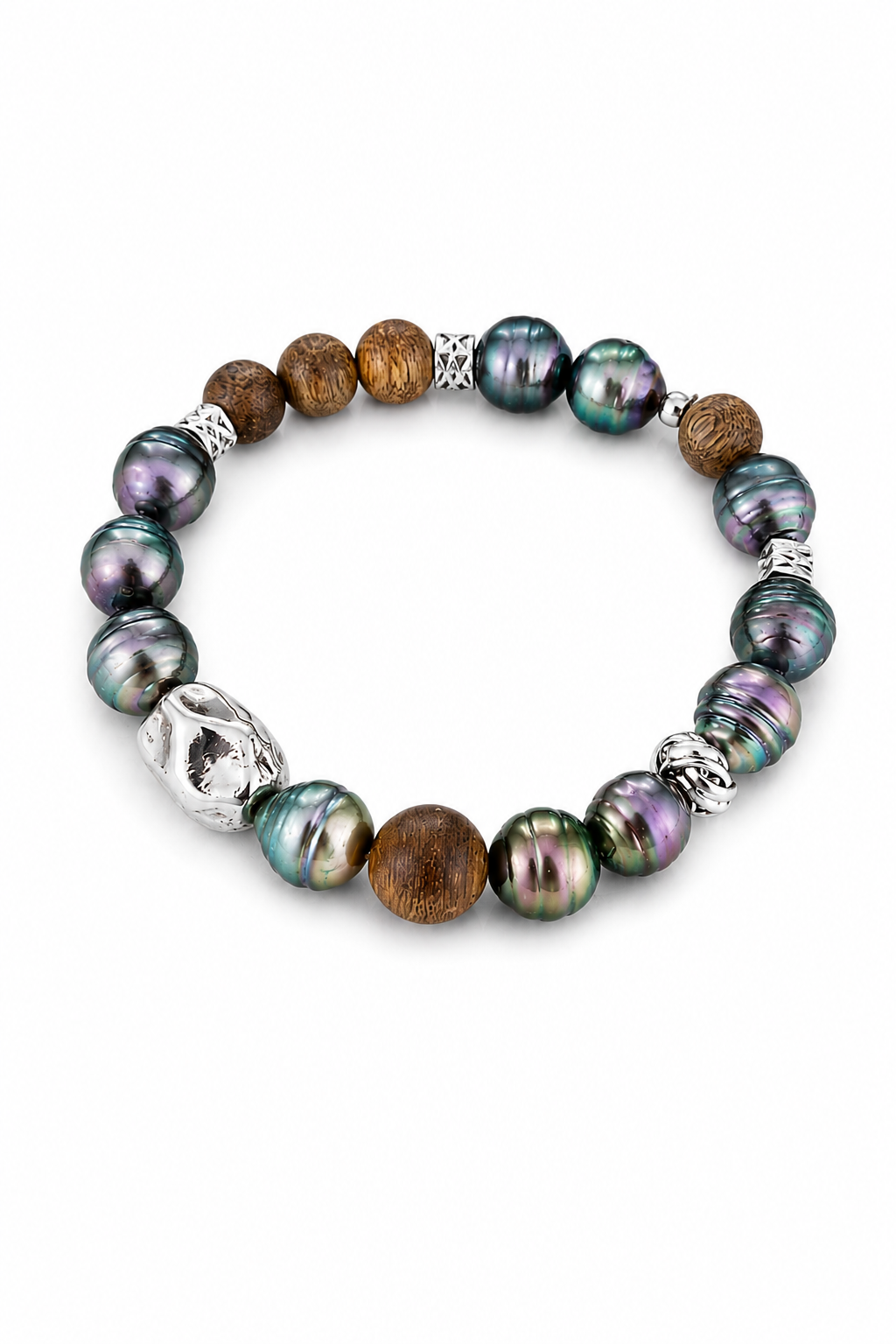 Tahitian Baroque Pearl and Agarwood Bracelet