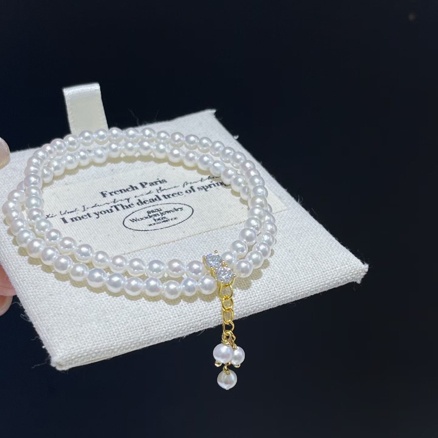 Natural Freshwater Double-Strand Pearl Tassel Bracelet