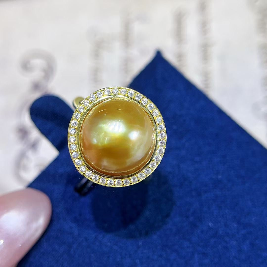 Natural South Sea Golden Baroque Pearl Ring