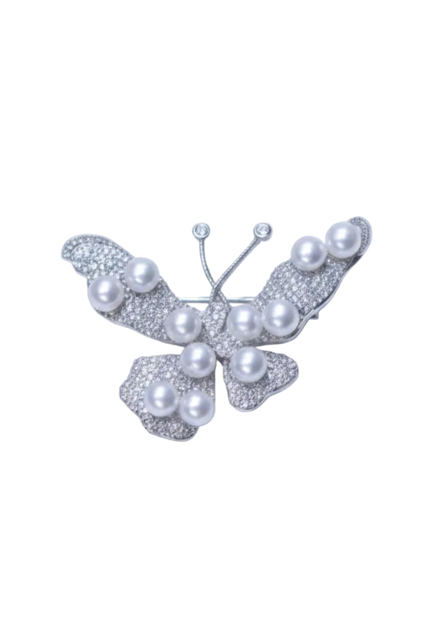 Natural Freshwater Pearl Butterfly Pin Brooch