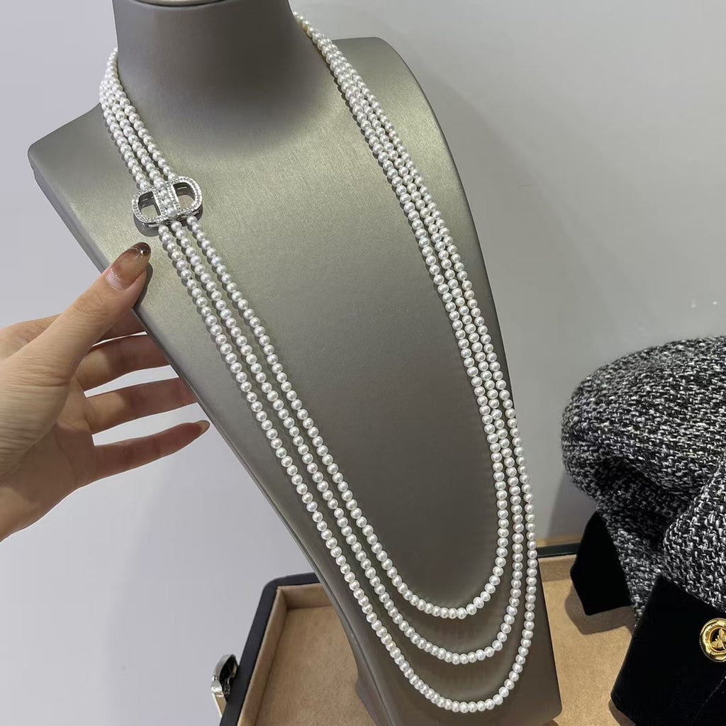 Multi-Layer Natural Freshwater Pearl Long Necklace