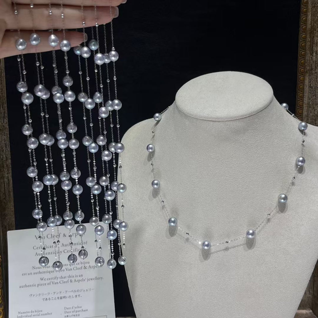 Starry Madama Akoya Pearl 18K White Gold Necklace