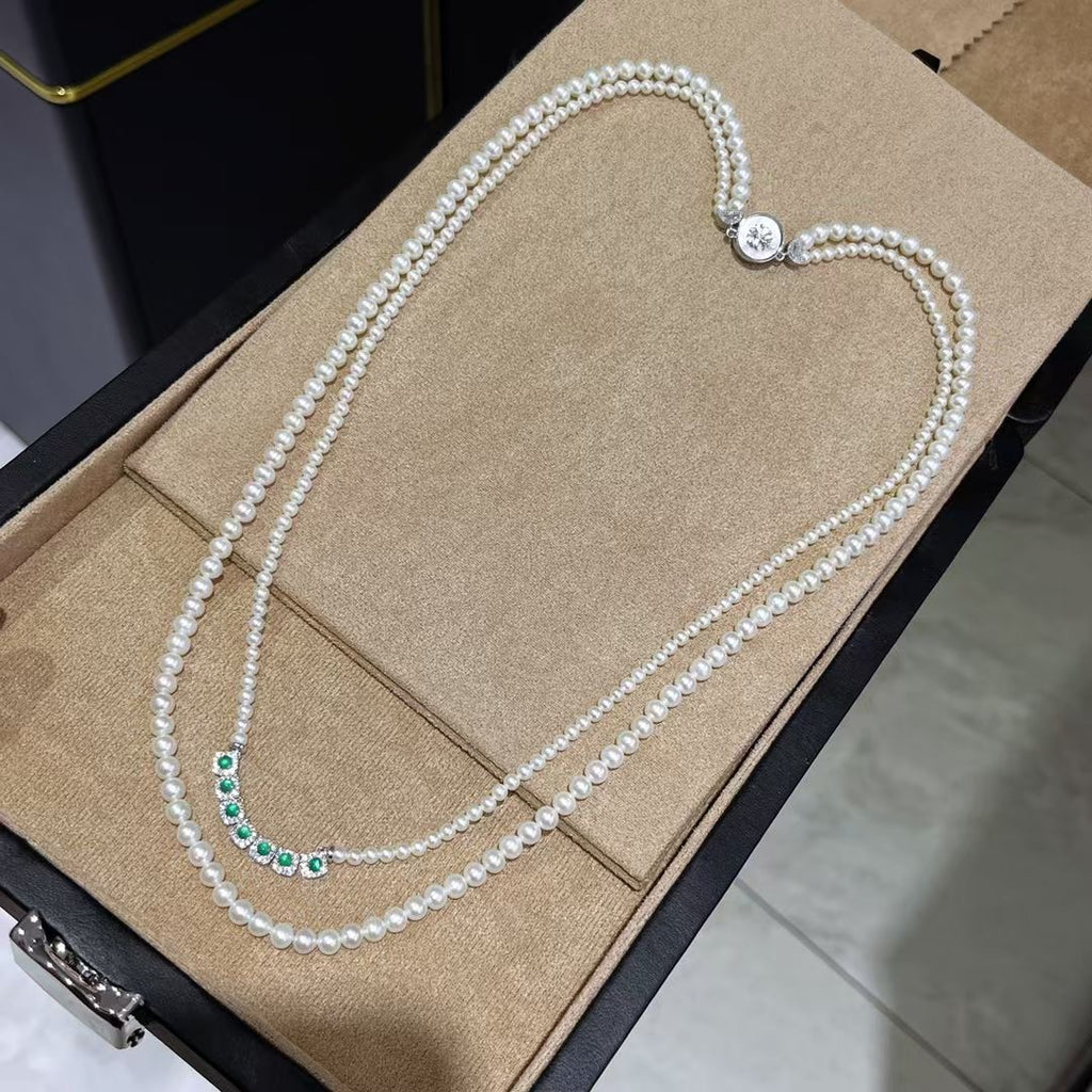 Natural Freshwater Pearl Double Layer Long Necklace
