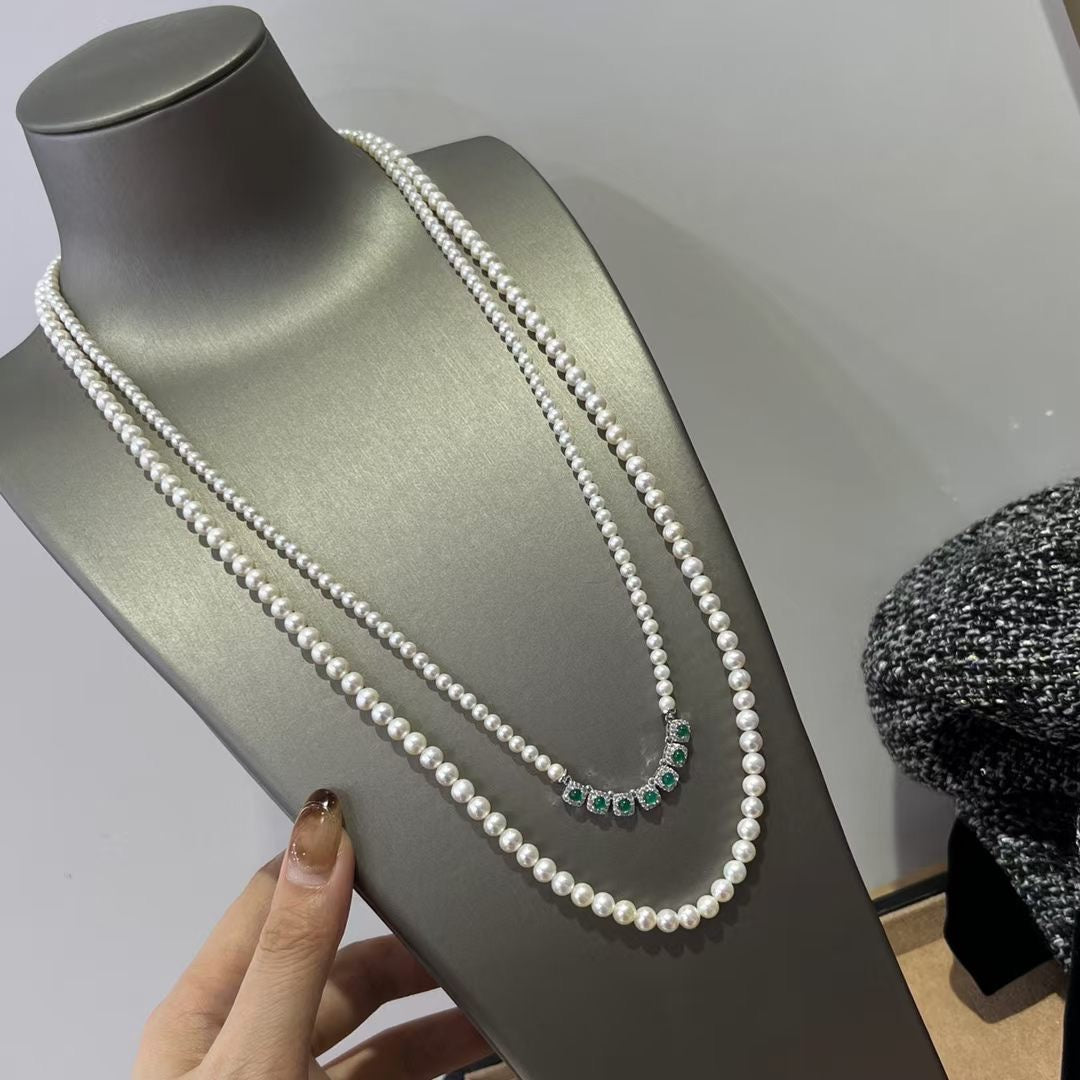 Natural Freshwater Pearl Double Layer Long Necklace