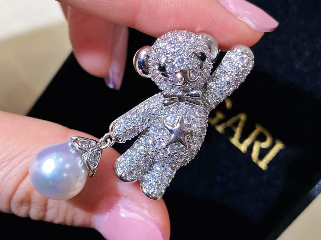 Freshwater Pearl Cute Bear Brooch