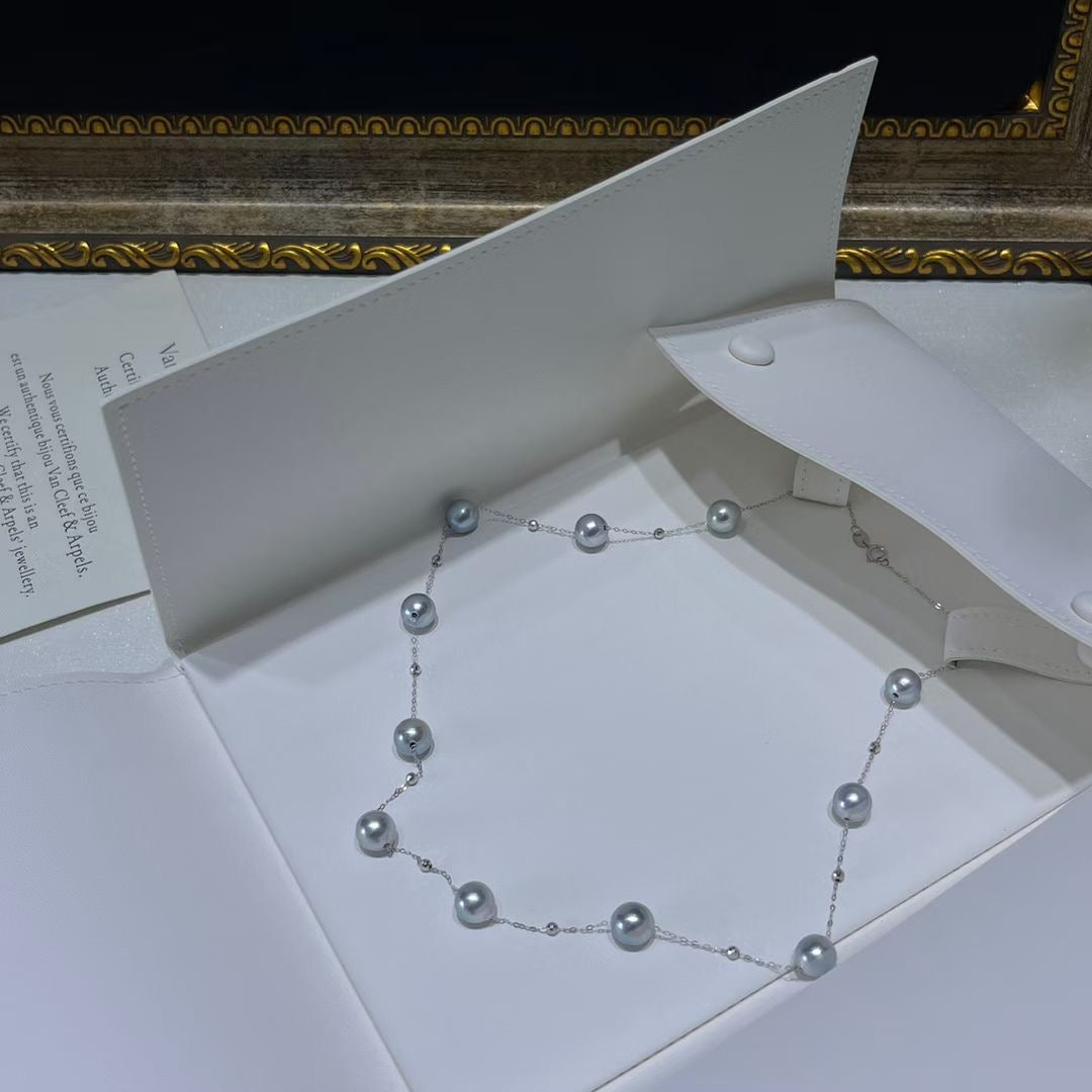 Starry Madama Akoya Pearl 18K White Gold Necklace