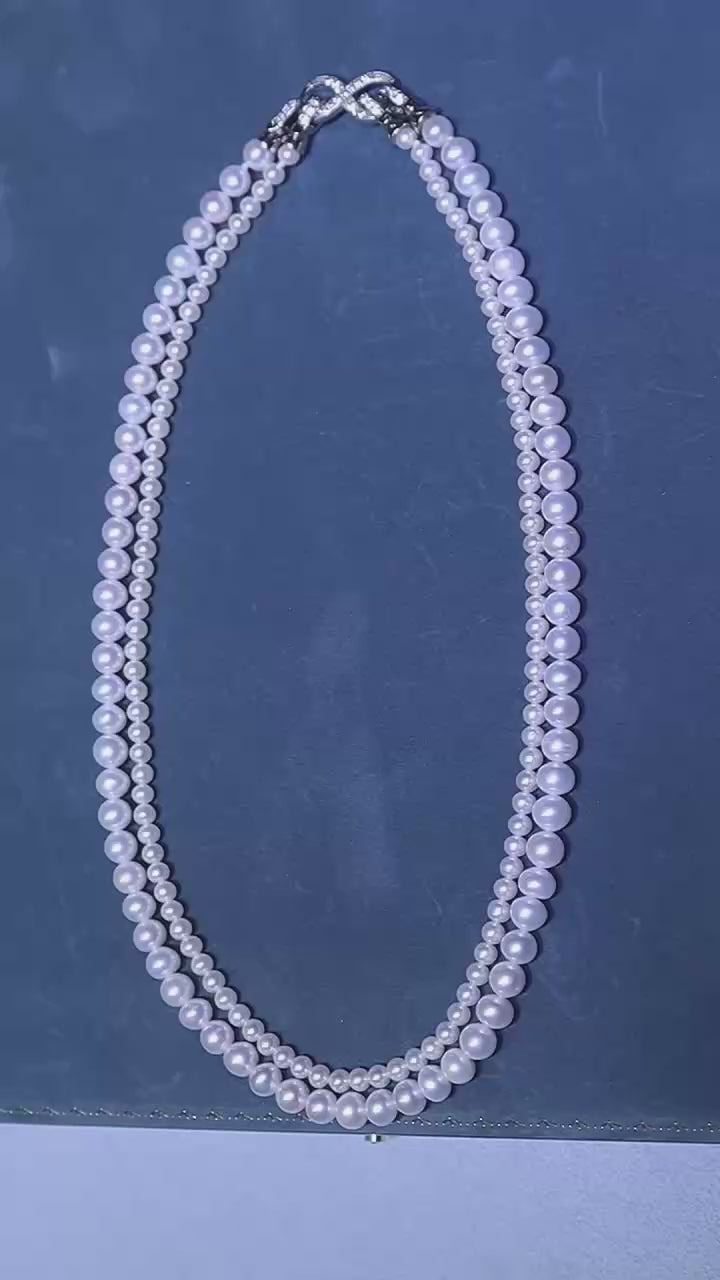 Versatile Double-row natural freshwater pearl necklace with an S925 sterling silver clasp